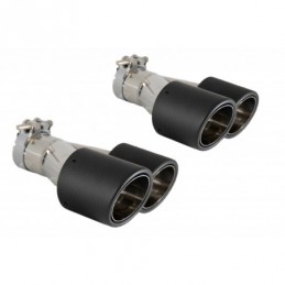 Universal Dual Twin Exhaust Muffler Tips Carbon Fiber Matte Finish Inlet 6cm/2.36inch, Accessoires