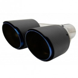 Universal Exhaust Muffler Tip Matte Carbon Fiber Blue Finish Limited Edition Inlet 6.3cm, Accessoires