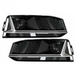 Bumper Lower Grille ACC Covers Side Grilles suitable for Audi A4 B9 S-Line Sedan Avant (2016-2018) RS4 Design Silver Edition, No