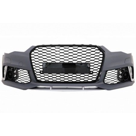Front Bumper With Grille suitable for Audi A6 4G Facelift (2015-2018) and Rear Bumper Valance Diffuser & Exhaust Tips RS6 Design
