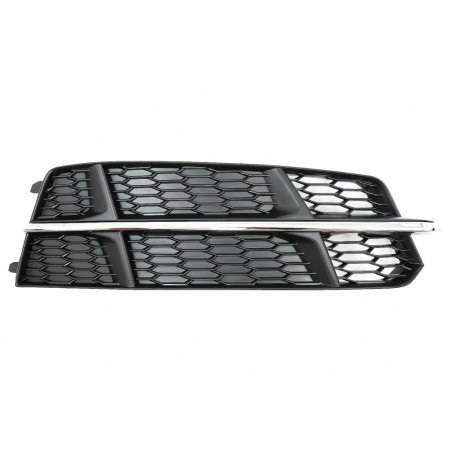 Bumper Lower Grille Covers Side Grilles suitable for Audi A6 C7 4G S-Line Facelift (2015-2018) Black Chrome, Nouveaux produits k