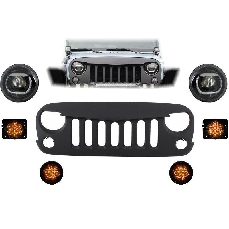 Front Assembly Grille and LED Lights suitable for JEEP Wrangler / Rubicon JK (2007-2017) Angry Bird Design, Nouveaux produits ki