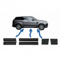 Front and Rear Lower Door Moldings & Front Lower Fender Moldings suitable for Land Rover Sport L494 (2013-up) Black, Nouveaux pr