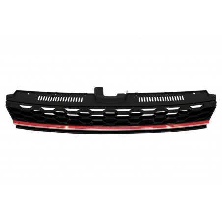 Central Badgeless Grille suitable for VW Golf 7.5 VII Facelift (2017-up) GTI Design Red And Chrome, Nouveaux produits kitt