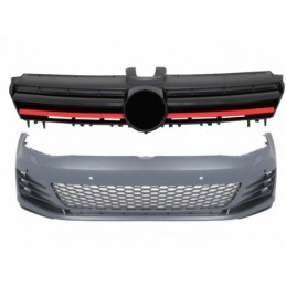 Front Bumper suitable for VW Golf VII 7 5G (2013-2017) with Central Grille Red GTI Design, Nouveaux produits kitt