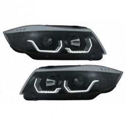 3D LED Angel Eyes Headlights suitable for BMW 3 Series  E90 Limousine E91 Touring (03.2005-08.2008) LHD Black, Nouveaux produits