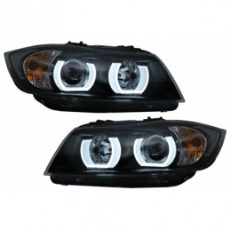 U-LED 3D Headlights Xenon suitable for BMW 3 Series E90 Limousine E91 Touring (03.2005-08.2008) LHD Black, Nouveaux produits kit