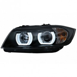 U-LED 3D Headlights Xenon suitable for BMW 3 Series E90 Limousine E91 Touring (03.2005-08.2008) LHD Black, Nouveaux produits kit