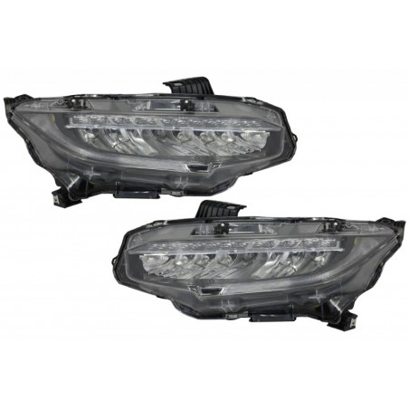 Headlights Full LED suitable for HONDA Civic Mk10 (FC/FK) (2016-Up) Sedan & Hatchback with Sequential Dynamic Turning Lights, No