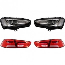 Headlights LED DRL suitable for MITSUBISHI Lancer EVO X (2007-2017) Dual Projector Sequential with LED Taillights Red/Clear, Nou