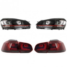Headlights suitable for VW Golf 6 VI (2008-2013) Golf 7 3D LED DRL U-Design GTI with Taillights Full LED R20, Nouveaux produits 