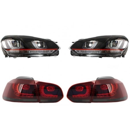 Headlights suitable for VW Golf 6 VI (2008-2013) Golf 7 3D LED DRL U-Design GTI with Taillights Full LED R20, Nouveaux produits 
