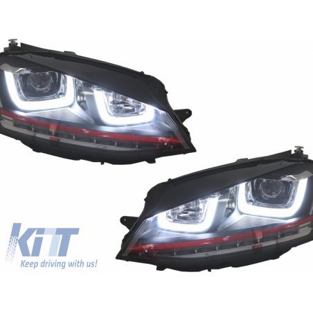 Assembly Headlights 3D LED Turn Light DRL + Grille suitable for VW Golf 7 VII (2012-2017) RED R20 GTI Look, Nouveaux produits ki