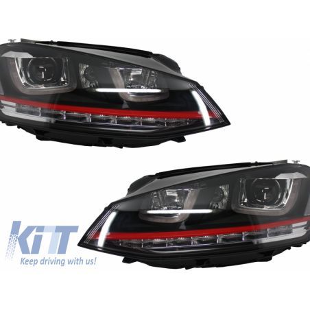 Assembly Headlights 3D LED Turn Light DRL + Grille suitable for VW Golf 7 VII (2012-2017) RED R20 GTI Look, Nouveaux produits ki