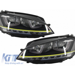 Assembly Headlights 3D LED Turn Light DRL + Grille suitable for VW Golf 7 VII (2012-2017) Yellow R400 Look, Nouveaux produits ki