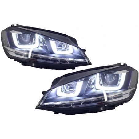 Headlights 3D LED DRL suitable for VW Golf 7 VII (2012-2017) Silver R-Line LED Turning Lights suitable for RHD, Nouveaux produit