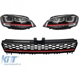 Headlights 3D LED DRL suitable for VW Golf 7 VII (2012-2017) RED R20 GTI Look LED FLOWING with Central Grille R-Line, Nouveaux p
