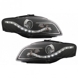 Headlights LED DRL Daytime Running Lights suitable for Audi A4 B7 (11.2004-03.2008) Black, Nouveaux produits kitt
