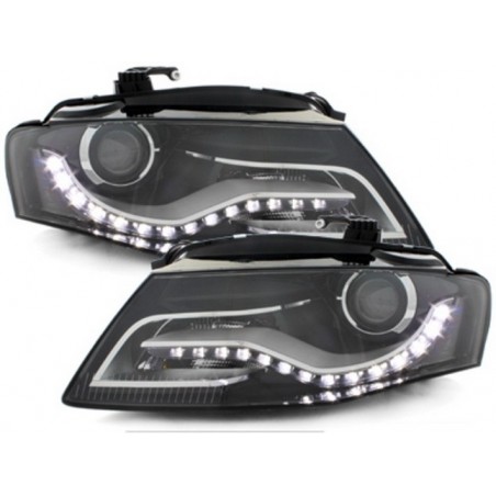 LED Headlights suitable for Audi A4 B8 8K (2008-2011) with Daytime Running Lights Black, Nouveaux produits kitt