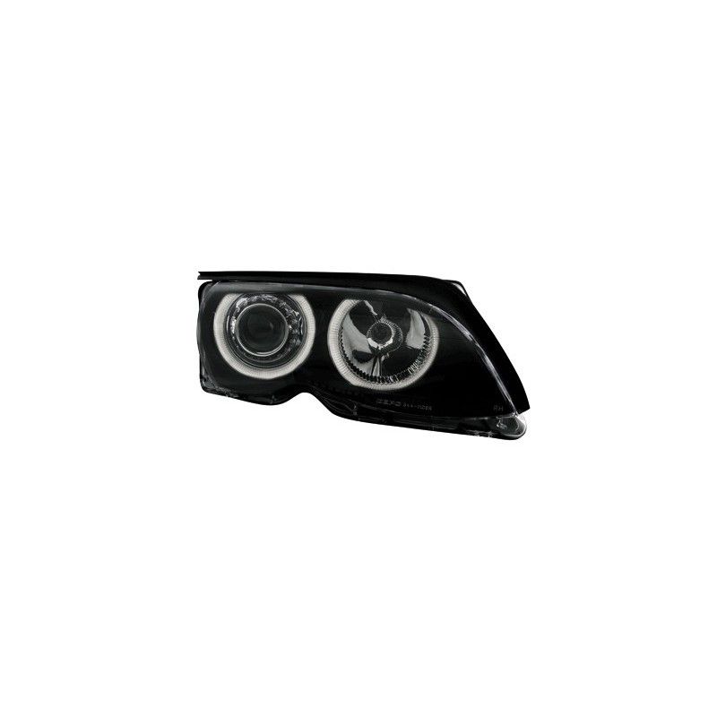 Angel Eye Headlights suitable for BMW 3 Series E46 Sedan Touring (09.2001-03.2005) 2 Halo Rims Black, Nouveaux produits kitt