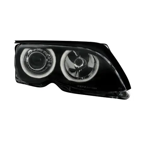 Angel Eye Headlights suitable for BMW 3 Series E46 Sedan Touring  (09.2001-03.2005) 2 Halo Rims Black