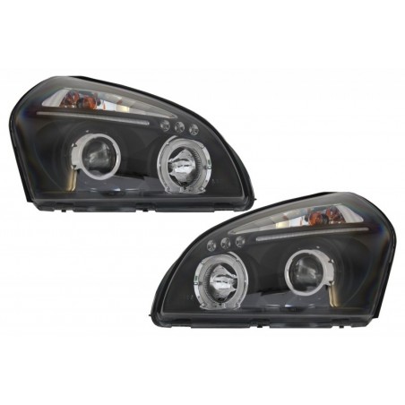 Headlights Angel Eyes Dual Halo Rims suitable for Hyundai Tucson (2004-2010) Black, Nouveaux produits kitt