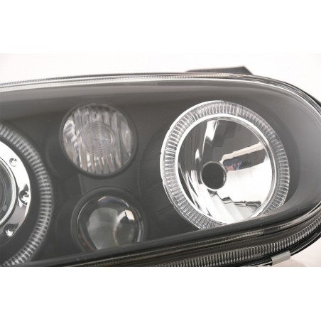 Angel Eyes Headlights Dual Halo Rims suitable for VW Golf IV 4 Cabriolet Hatchback Variant (09.1997-09.2003) Black LHD or RHD, N