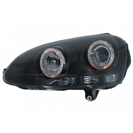 Headlights Angel Eyes Dual Halo Rims suitable for VW Golf 5 V (2003-2007) LHD or RHD Black, Nouveaux produits kitt