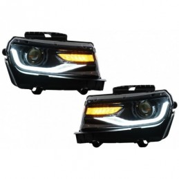 Headlights LED DRL suitable for Chevrolet Camaro (2014-2015) Sequential Amber Dynamic Turning Lights Conversion to 2016 Look, No