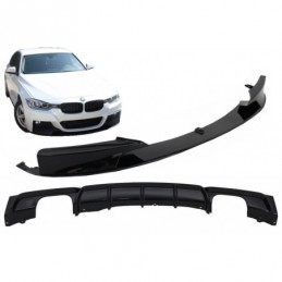 Front Bumper Spoiler with Rear Diffuser suitable for BMW 3 Series F30 F31 (2011-up) M Performance Design Brilliant Black Edition