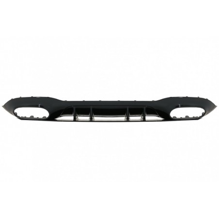 Rear Diffuser with Front Side Vents and Flaps Side Fins suitable for Mercedes A-Class V177 Sedan (2018-up) Black Exhaust, Nouve