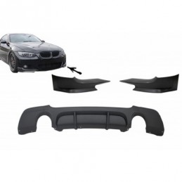 Rear Bumper Diffuser with Splitters suitable for BMW E92 Coupe 3 Series (2006-2010) M Performance Design Twin Single Outlet, Nou