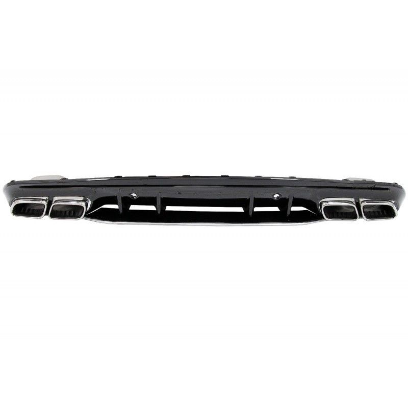 Rear Bumper Diffuser suitable for MERCEDES C-Class W205 S205 (2014-2020) C63S Design Silver Tips Only for AMG Sport Line, Nouvea