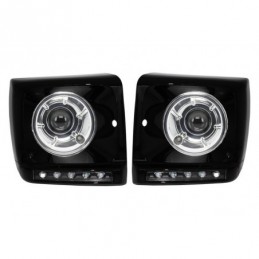 Black Headlights Covers LED DRL suitable for Mercedes G-Class W463 (1989-2012) G65 Design with Headlights Bi-Xenon, Nouveaux pro