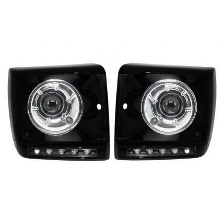 Black Headlights Covers LED DRL suitable for Mercedes G-Class W463 (1989-2012) G65 Design with Headlights Bi-Xenon, Nouveaux pro