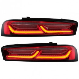Full LED Taillights Light Bar suitable for Chevrolet Camaro (2015-2017) Red with Sequential Dynamic Turning Lights, Nouveaux pro