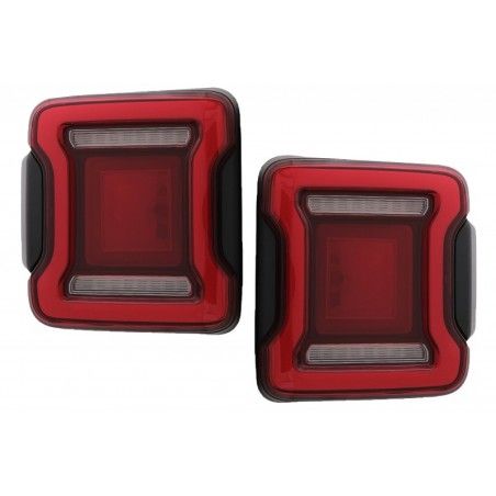 Full LED Taillights suitable for Jeep Wrangler IV JL/JLU (2018-up) RED with Dynamic StartUp and Sequential Turning Lights, Nouve