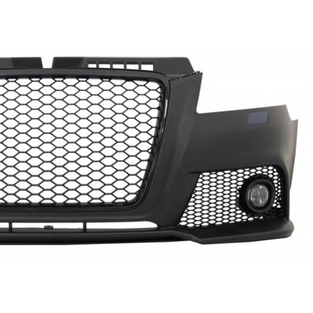Front Bumper With Fog Lights suitable for AUDI A3 8P 8PA Facelift RS3 Design (2009-2012) and Headlights Drl Optic Black, Nouveau