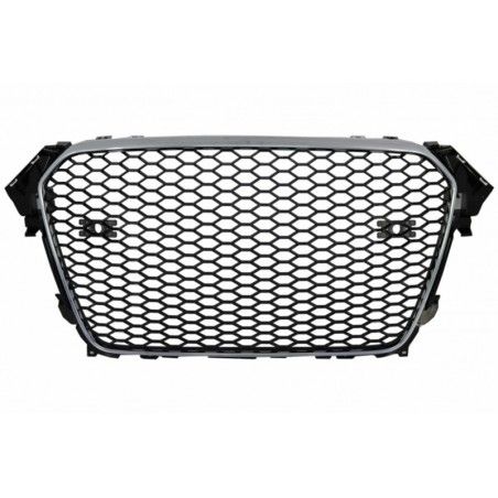 Badgeless Front Grille With Bumper Diffuser & Exhaust Tips RS4 Design suitable for AUDI A4 B8 Limo Avant Facelift (2012-2015), N