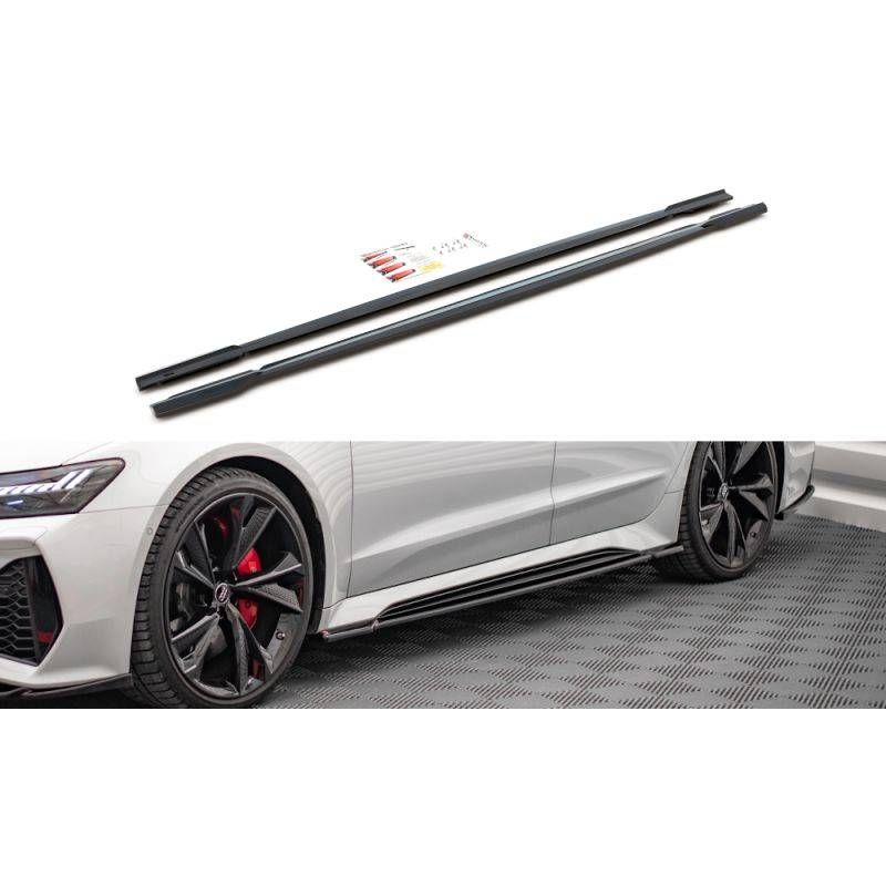 Maxton Side Skirts Diffusers V.1 Audi RS6 C8 / RS7 C8 Gloss Black, MAXTON DESIGN