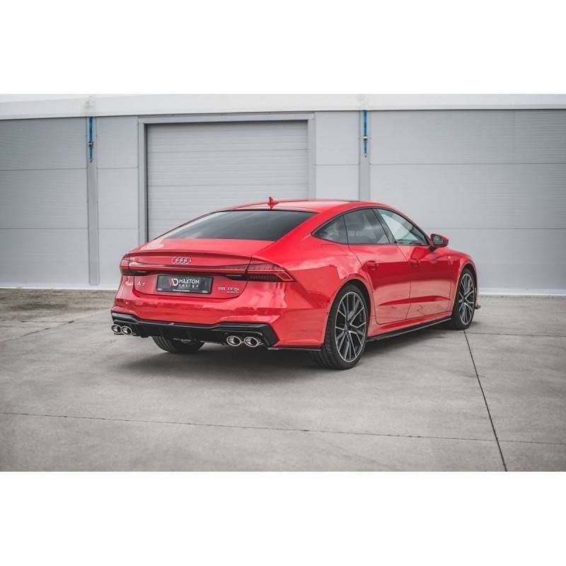 Maxton Rear Valance + Exhaust Ends Imitation Audi A7 C8 S-Line Gloss Black \ Black, MAXTON DESIGN