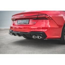 Maxton Rear Valance + Exhaust Ends Imitation Audi A7 C8 S-Line Gloss Black \ Black, MAXTON DESIGN