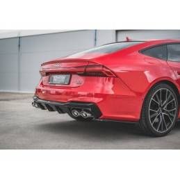 Maxton Rear Valance + Exhaust Ends Imitation Audi A7 C8 S-Line Gloss Black \ Black, MAXTON DESIGN