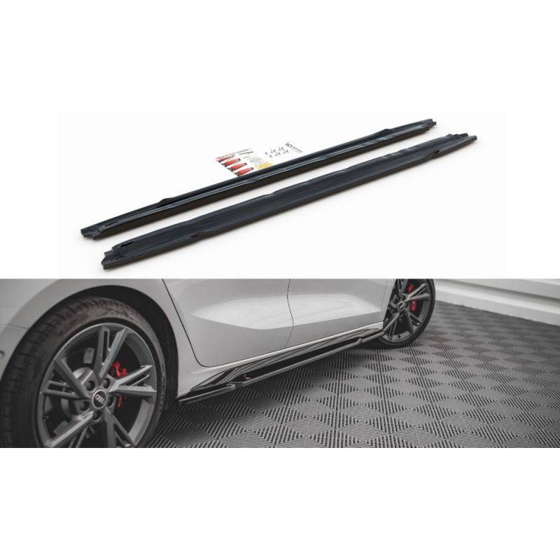 Maxton Side Skirts Diffusers Audi S3 / A3 S-Line 8Y Gloss Black, MAXTON DESIGN