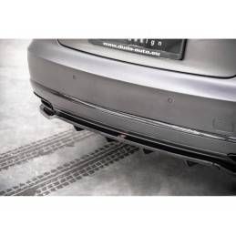 Maxton Central Rear Splitter (with vertical bars) Audi A8 D4 Facelift Gloss Black, MAXTON DESIGN