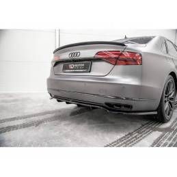 Maxton Central Rear Splitter (with vertical bars) Audi A8 D4 Facelift Gloss Black, MAXTON DESIGN