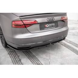 Maxton Central Rear Splitter (with vertical bars) Audi A8 D4 Facelift Gloss Black, MAXTON DESIGN