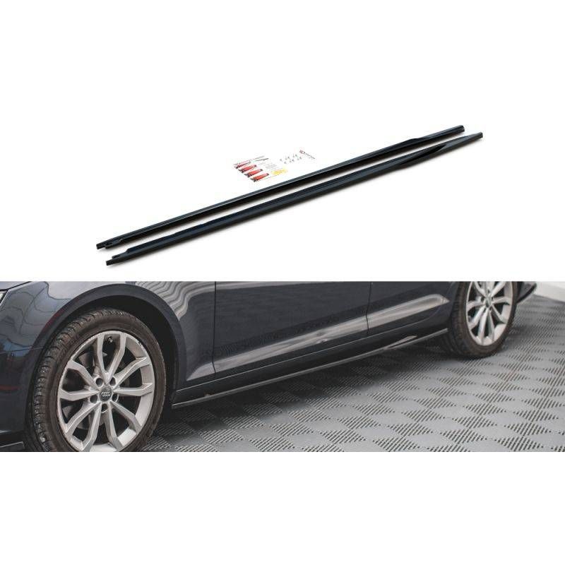 Maxton Side Skirts Diffusers Audi A4 Avant B9 Gloss Black, MAXTON DESIGN