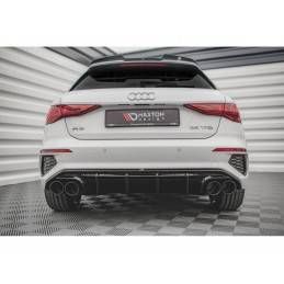 Maxton Rear Valance + Exhaust Ends Imitation Audi A3 S-Line Sportback 8Y Gloss Black \ Chrome, MAXTON DESIGN