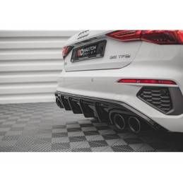 Maxton Rear Valance + Exhaust Ends Imitation Audi A3 S-Line Sportback 8Y Gloss Black \ Chrome, MAXTON DESIGN